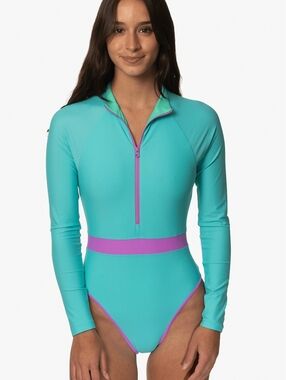 JOLYN X TIA BLANCO SURF Nazare Long Sleeve Zip Up Surf One Piece
